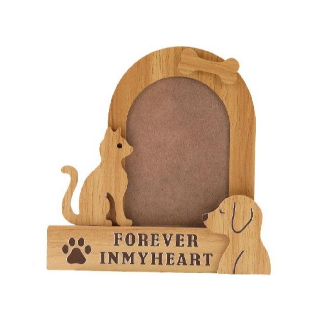

Dog/Cat Shape Pet Photo Frame Wood Picture Frame Memorial Display Photo Album Frame Office Decor 7.48x7.68 in-Dog