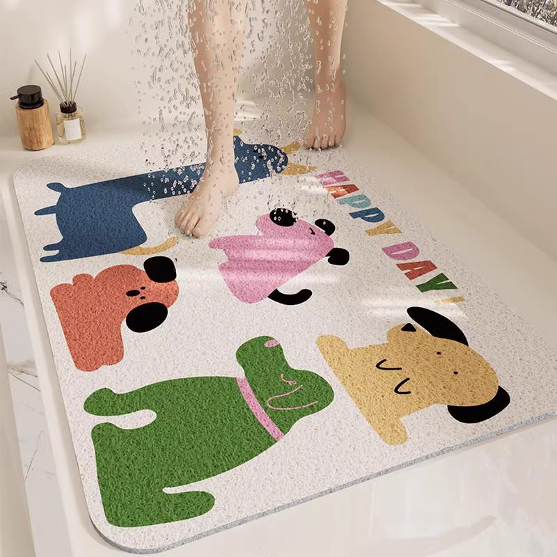 Modern Minimalist Anti-Slip Bathroom Silk Ring Mat - Cuttable, Dirt-Resistant, Hollow Drain Foot Pad
