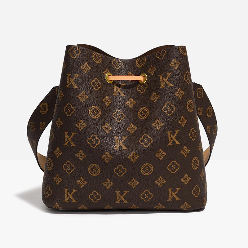 Modna damska torba typu bucket z monogramem - Lato 2025 Torba crossbody i na ramię o dużej pojemności