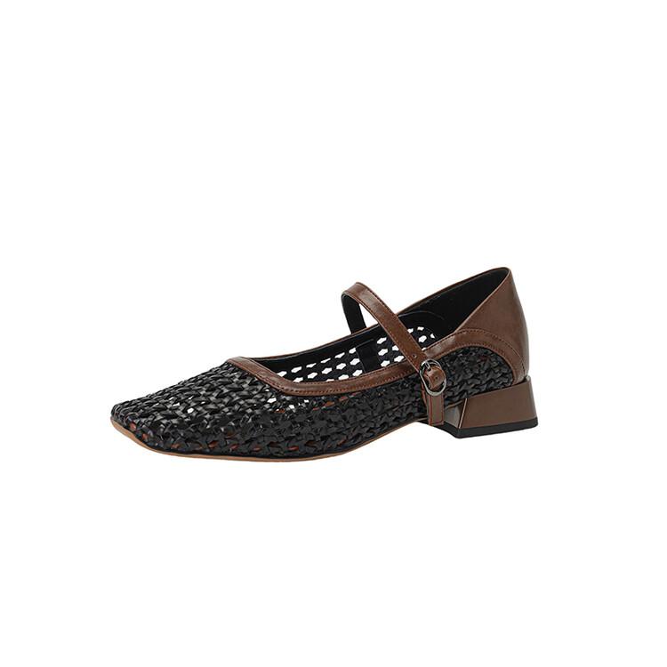 Fashion Summer Hollow Out Women Pumps Mary Jane Shoes for Women Square Toe Gladiator Shoes Fashion Mixed Color Low Heel Zapatos Mujer