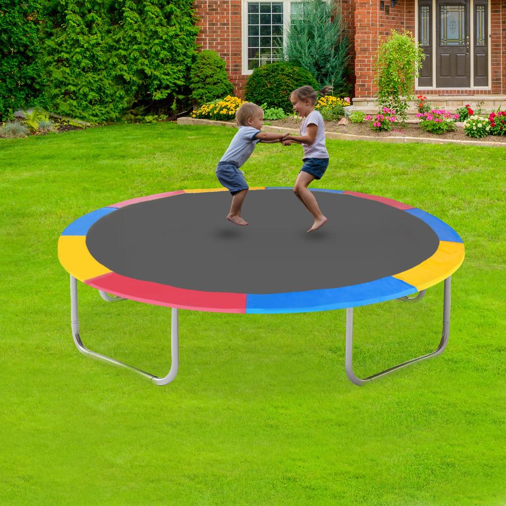 15FT Round Trampoline Replacement Pad, Durable All-Weather PVC Cover W/ Vibrant Color Design, Springs Protector for Backyard Fun