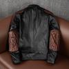 Genuine Leather Jacket Men Real Cowhide Biker Motorcycle Riding Coat with Armor Pads Winter Outerwear