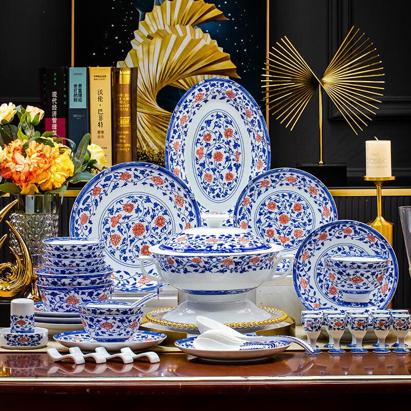 Xiyao Blue and White Linglong Ceramic Dinnerware Set