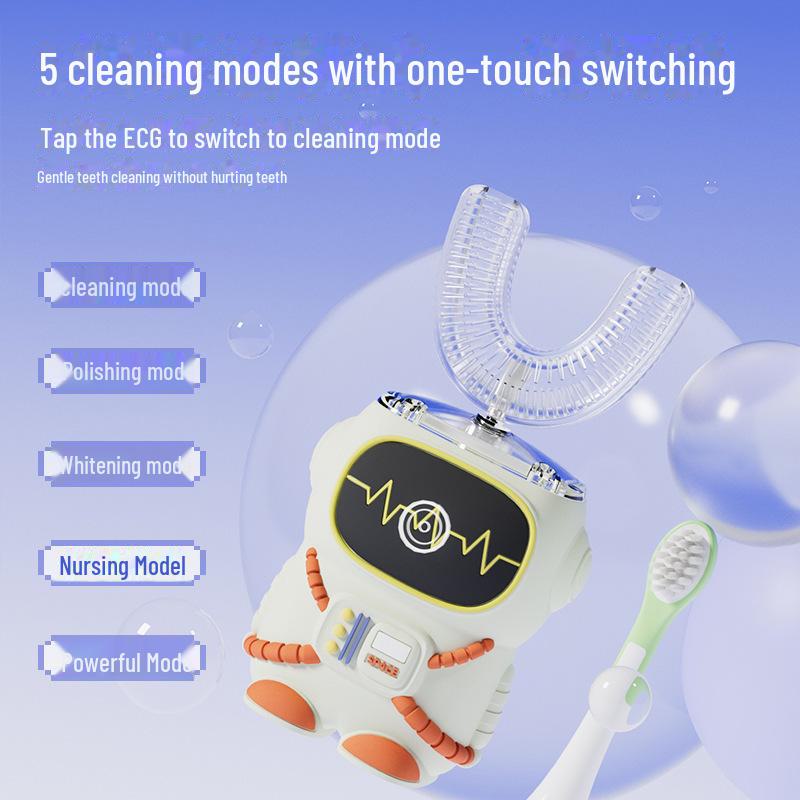 מברשת שיניים חשמלית לילדים עם עיצוב מצויר של אסטרונאוט, דינוזאור וחדי קרן