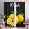 2pcs 2D Flat Printing Curtains Drink Lemon Fresh Fruit Polyester Without Electricity Party Decorations Use for Indoor