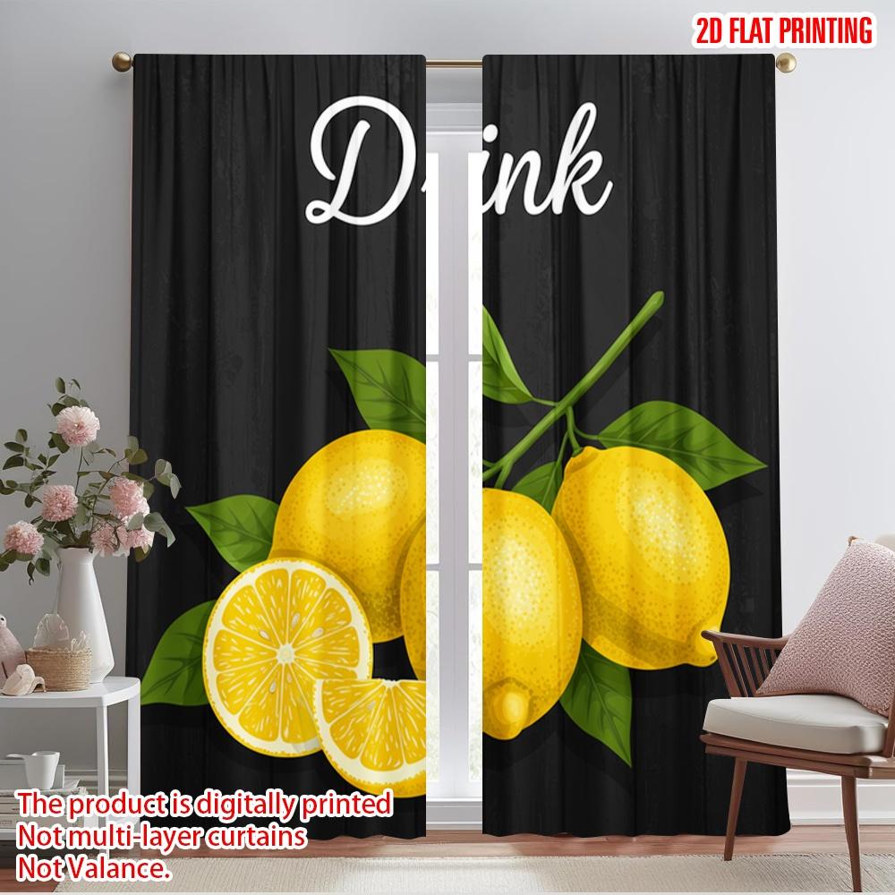 

2pcs 2D flat printing Curtains Drink Lemon Fresh Fruit Polyester Without Electricity Party Decorations Use for Indoor 52.50×116.00 CM 2pcs