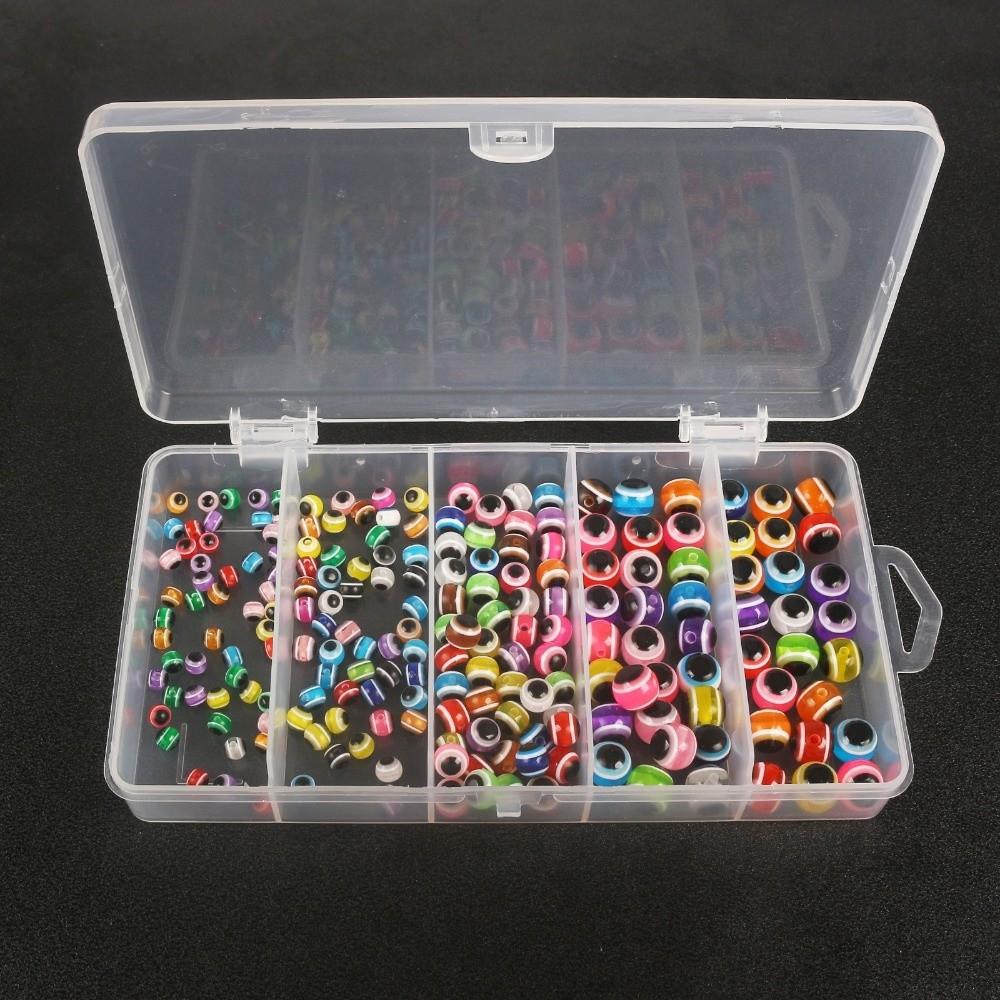 200PCS 5mm 6mm 8mm 10mm Fishing Beads Assorted Set Hard Plastic Fish Eye Beads  Freshwater Fishing