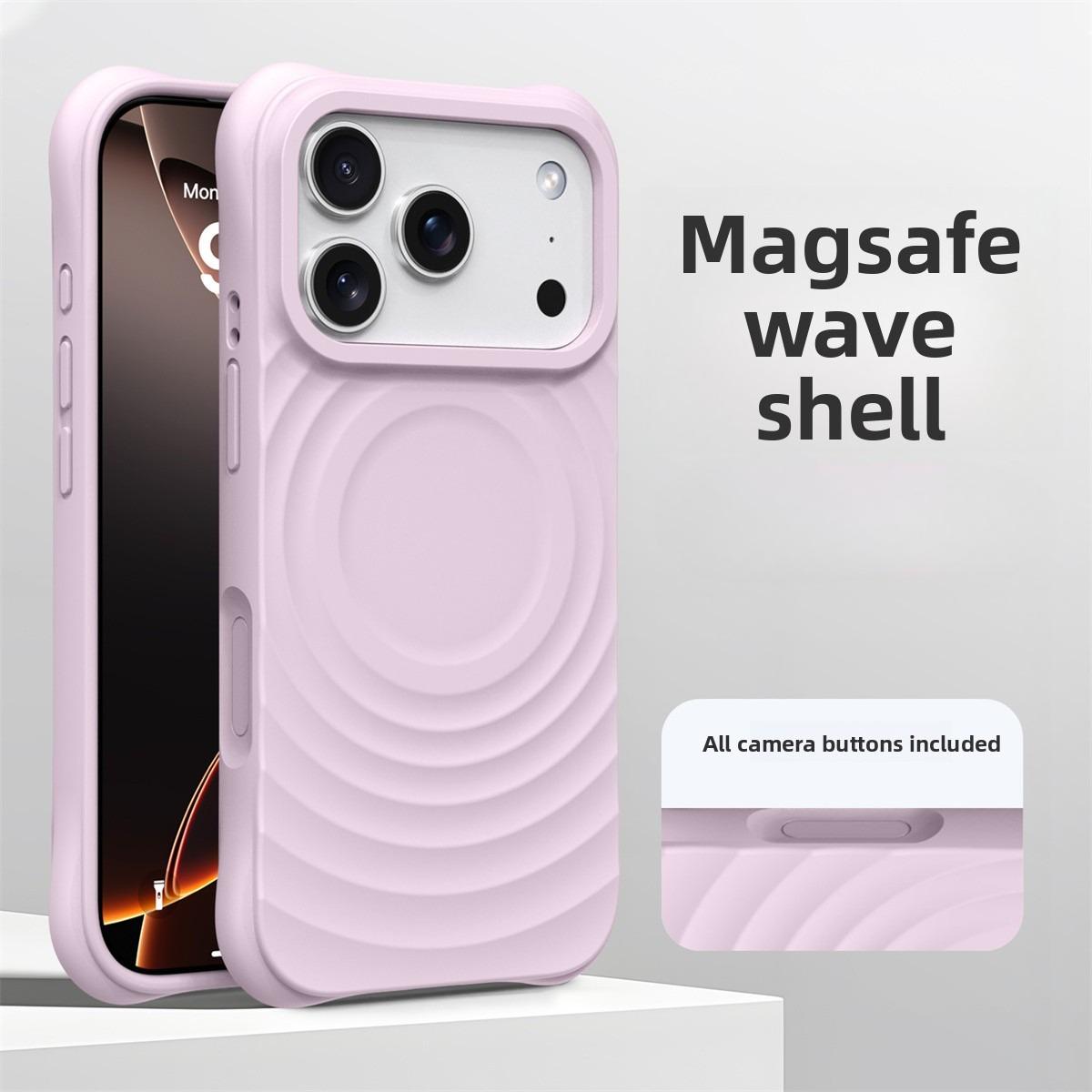

Offical Phone Case For iPhone Air 17 16 15 14 Pro Max Water Ripple Silicone For Magsafe Wireless Charge Magnetic Soft Cover iPhone Air розовый