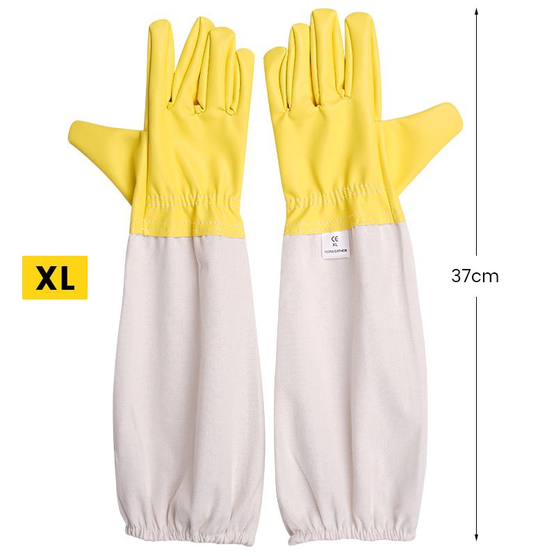 1 Pair Beekeeping Professional Gloves Anti-sting Anti-bee Breathable Canvas Sheepskin Gloves Apiculture Protect Beekeeping Tools