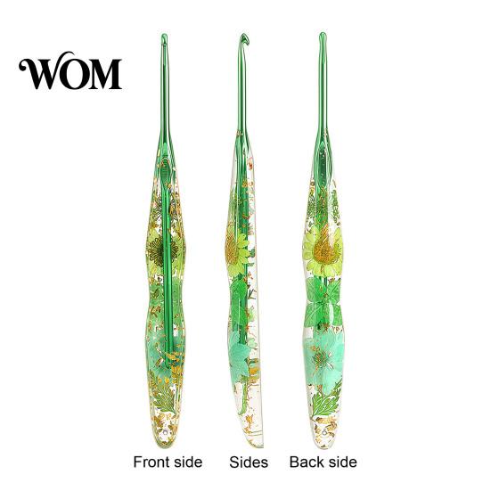 Comfortable Grip Crochet Hook Resin for Beginners, Crocheting Lovers, 2.0mm-8.0mm Ergonomic Artistic with Long Floral Handle Blankets, Dolls, Shawls,