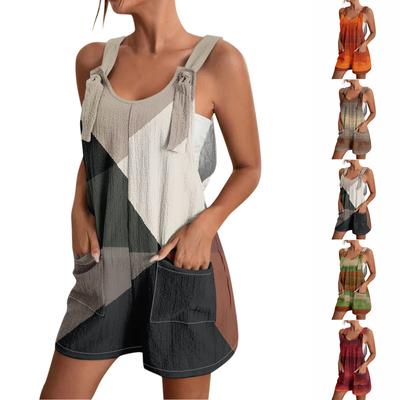 Women's Summer Jumpsuits Short Pants Stripe Printed Fashion Casual One-Piece Pants