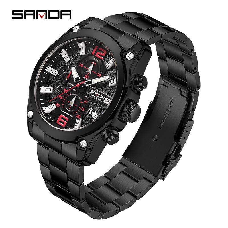 Sanda Quartz Men's Watch: Creative, Calendar, Multi-eye Design, Fashionable, Versatile.