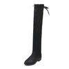 Autumn/Winter Women's Elastic Boots - New Soft Leather Knight Boots with Thick Heels, Round Toe, and Medium Height.