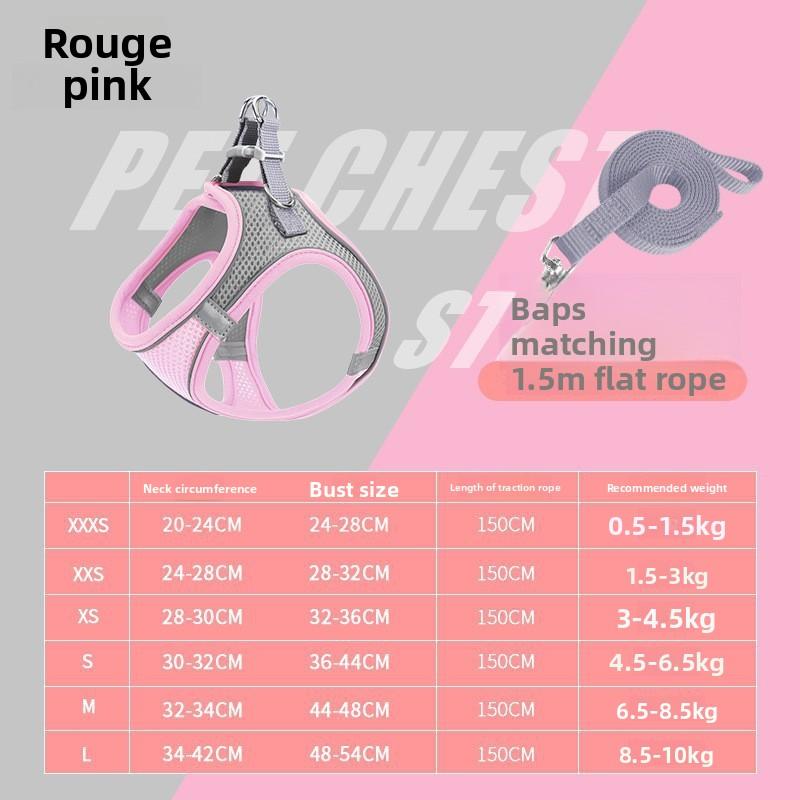 Pet Leash, Vest Breathable Dog Shoulder Strap, Reflective Dog Leash, Cat Leash