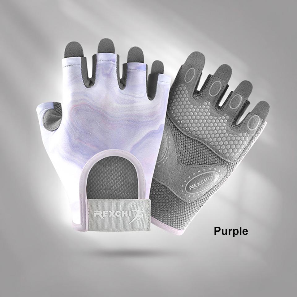 KoKossi Workout Gloves Shock-Absorbing Half-Finger Cycling Breathable Anti-Slip Yoga Gloves Women Fitness Exercise Weightlifting S фиолетовый