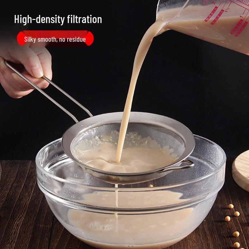 304 Stainless Steel Flour Sieve & Oil Strainer with Handle - Fine 60 Mesh Skimmer and Thickened Wide Edge Ladle