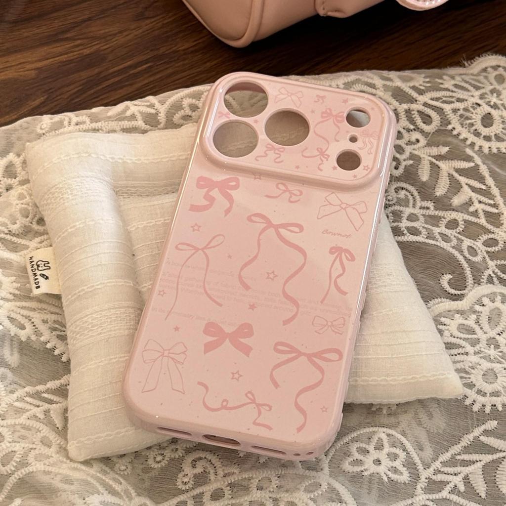 Pink bow phone case suitable for iPhone 16, iPhone 17, and iPhone 17 Pro Max
