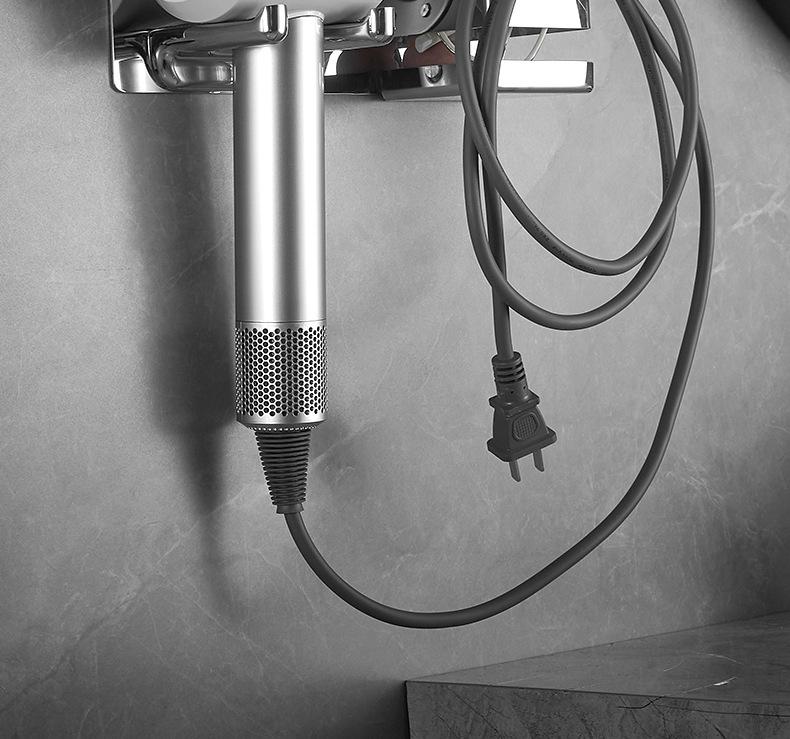 Wall-Mounted Stainless Steel Multifunctional Bathroom Hair Dryer Holder