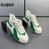 Fashion Men Casual Shoes Fashion Leather Canvas Breathable Color Block Running Luxury Sneakers Height Increased Platform Board Shoes