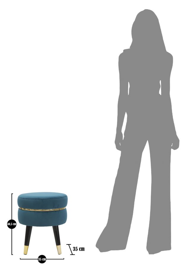 Stool Paris Teal Gold Ø 35X40.5 Cm