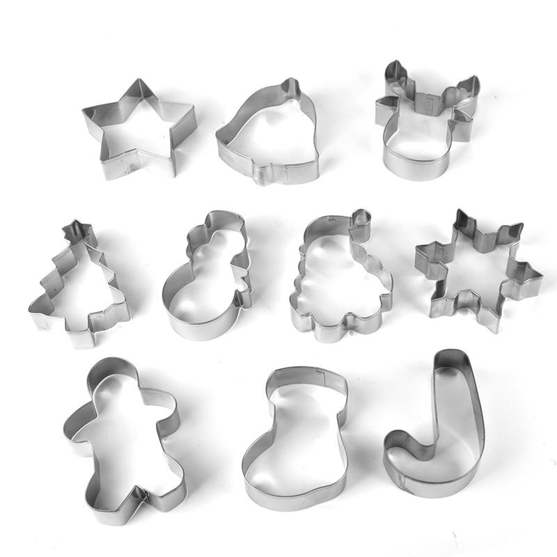 

Snowflake Cookie Mold Set Stainless Steel Sandwiches Fruits Cutter Reindeer Shapes Biscuit Mold Kids Handmade Diy Baking Tools небесно-голубой