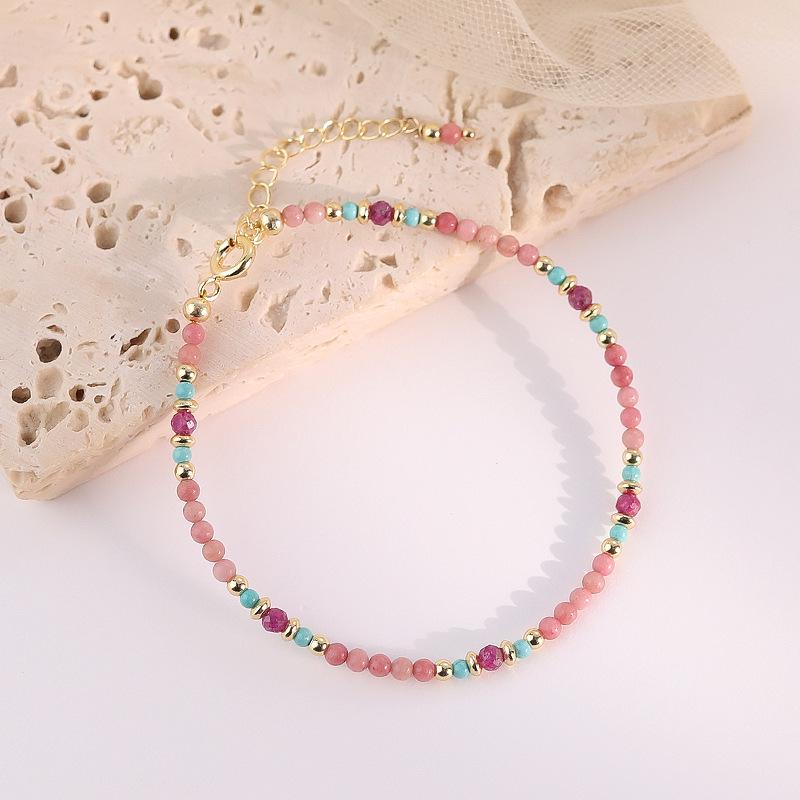 2025 Red Veined Stone  Turquoise Pearl Bracelet for Women - Elegant, Versatile Handcrafted Jewelry in Niche Fashion Style