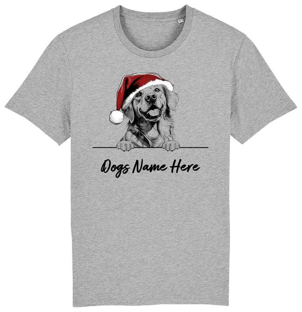 

GOLDEN RETRIEVER Personalised Christmas Dog T-Shirt Mens Womens Kids Dogs Name 4XL