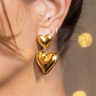 Vintage Punk Big Love Heart Pendant Drop Earrings for Women Wed Bridal Korean Fashion Dangle Earring Jewelry Pendientes Mujer