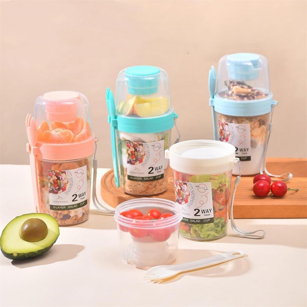 Double-layer Sealed Storage Bottle Food Grade Fresh Kepping Food Container Breakfast Fruit Milk Yogurt Leak-proof Cup Tumbler