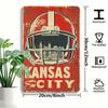 Vintage Kansas City Chiefs Football Helmet Metal Wall Art Sign 12x8 Inch Retro Home Decor Weatherproof Outdoor