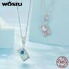 WOSTU 925 Sterling Silver Sun Moon Star Tarot Cards Pendents Lovers Charm Fit Original DIY Bracelet Necklace Birthday Jewelry