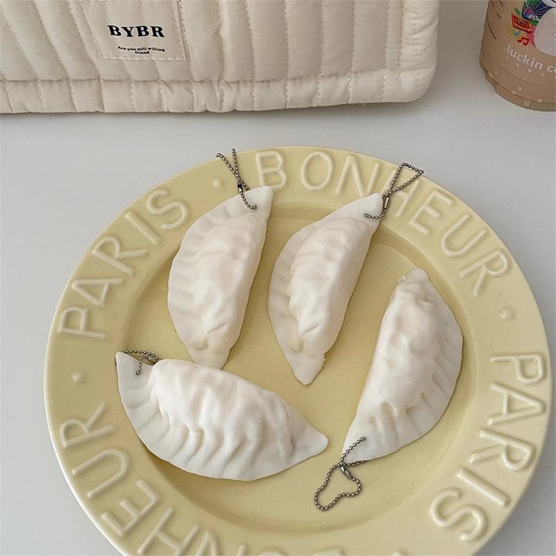 Simulation Dumplings Decompression Toy Keychain Bag Pendant Cute Antistress Squishy Stress Relief Slow Rebound Toy