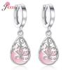 Original Real 925 Sterling Silver Jewelry Water Drop Opal Cat Stone Hollow Tear Design Earrings For Women Ladies