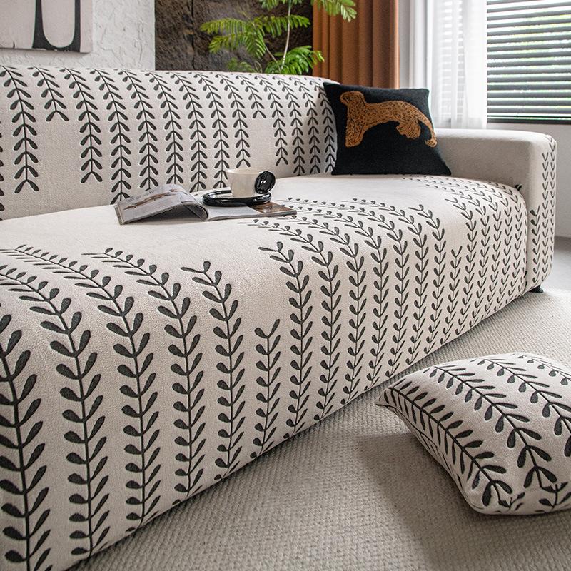 Simple Style Jacquard Fleece All-Inclusive Sofa Cover, Four-Season Non-Slip Sofa Cover, Seat Cushion 70-90cm