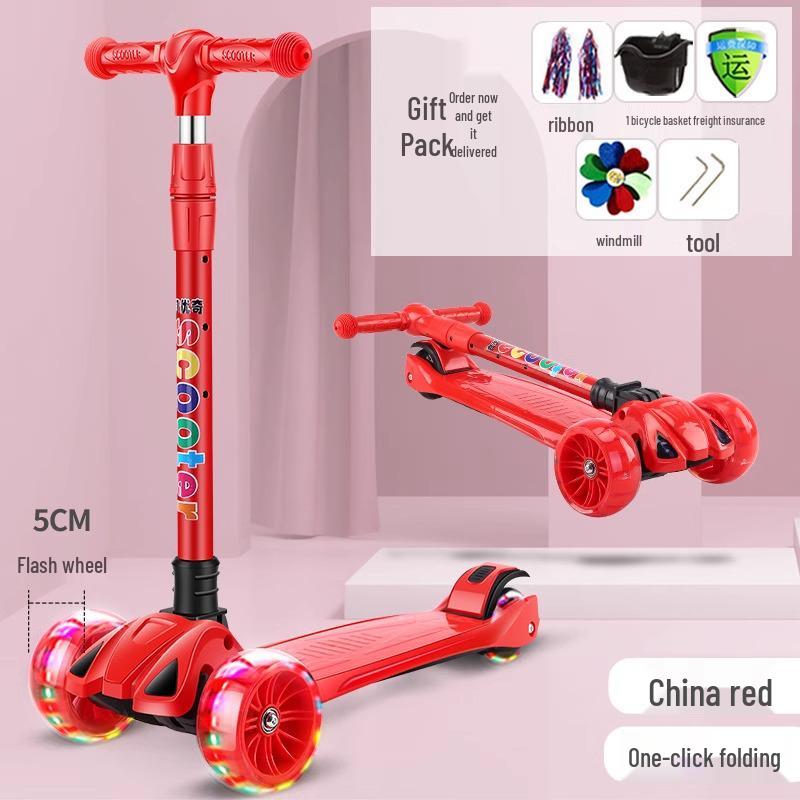 Children's Foldable Scooter for Ages 3-12, Pedal Model, Suitable for Boys and Girls