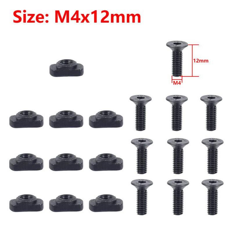 10Pcs M4X10/12Mm M-Lok Screw And Nut Rails T-Nut Screw Replacement Set For Mlok Handguard Rail Sections Hunting Accessories