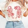 T-shirt Tigri Combattenti Giapponesi Grafica Tatuaggio Vintage Camicia Retro Amante delle Tigri