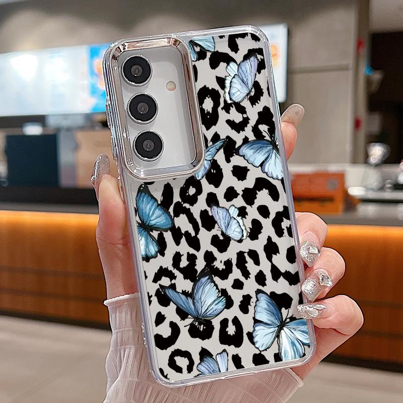 Leopard Print Case For iPhone 17 18 Pro Max Plating Lens Frame Clear Soft Phone Cover For iPhone 16 15 14 13 Pro Max 17E