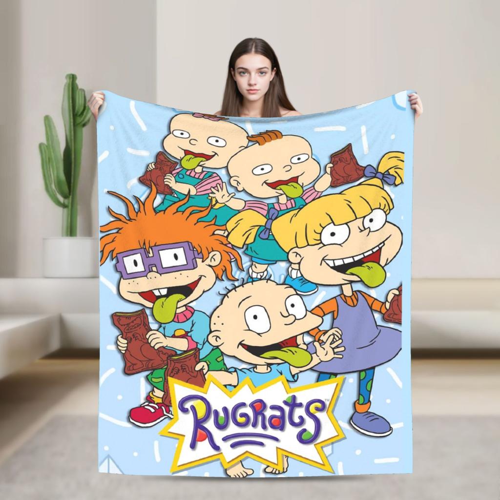 Rugrats Playful Character Blankets  Warm Soft Plush Throw Blanket For Couch Chair Airplane Travel Flannel Bedspread Bed Cover