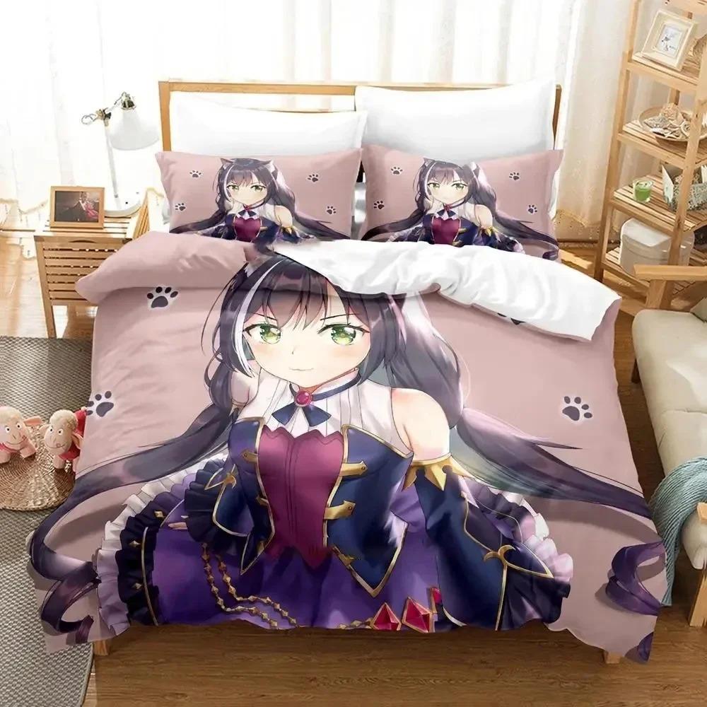 Kawaii Anime Princess Connect! Re Dive Bedding Set Boys Girls Twin Queen Size Duvet Cover Pillowcase Bed Kids Adult Home Textile