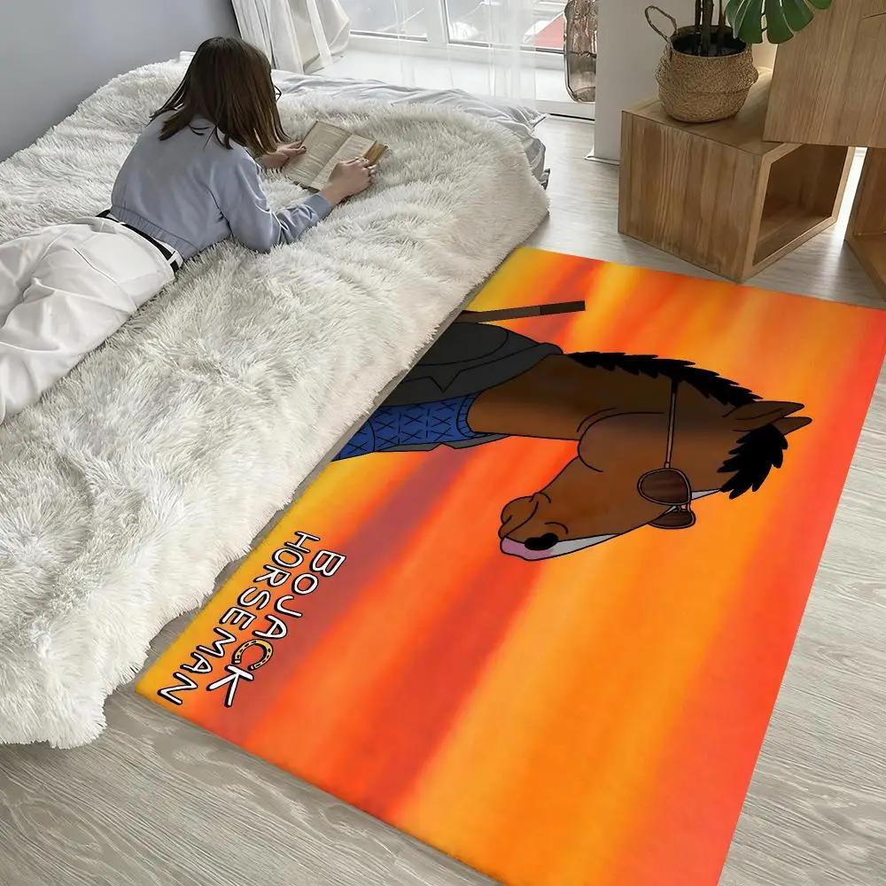 Clásico del anime B-BoJack Art Horseman Alfombrilla Gruesa Absorbente Antideslizante para Suelo Dormitorio Sala de Estar Felpudo Alfombra de Franela
