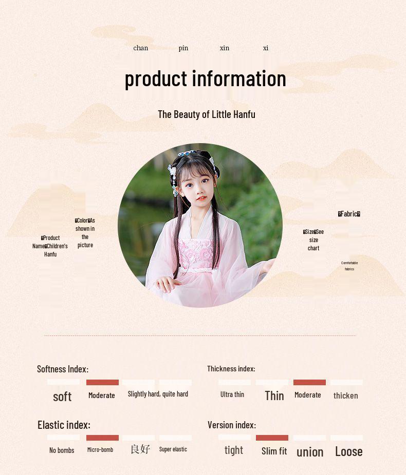 White Girls' Hanfu: New Style Ancient Chinese Fairy Dress with Flowing Guzheng Skirt for Children