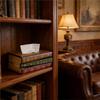 SHGO-Classical Retro Wooden Crafted Antique Book Tissue Box Cover Rectangular Tissue Dispenser Paper Holder Case 1Pc