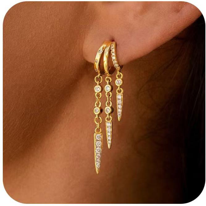 Hochwertige, vergoldete Quastenketten-Ohrhänger aus Messing für Damen