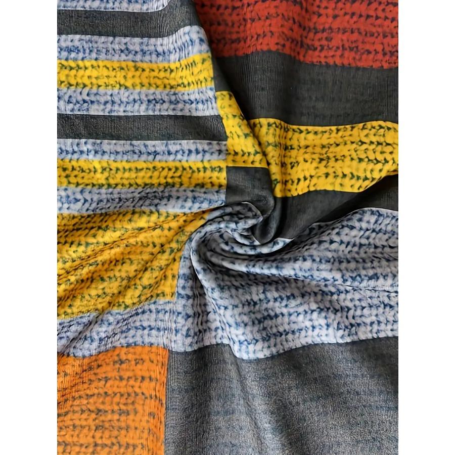 Men's Vibrant Plaid Crew Neck Long Sleeve T-Shirt - Soft, Breathable Comfortable Spring and Autumn Outdoor Activities and Sports - Perfect for Casual