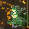 Frog Christmas Ornament Funny Frog Meme Christmas Decoration 2D Acrylic Holiday Keepsake for Xmas Tree Car Decor