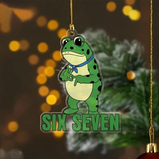 Frog Christmas Ornament Funny Frog Meme Christmas Decoration 2D Acrylic Holiday Keepsake for Xmas Tree Car Decor