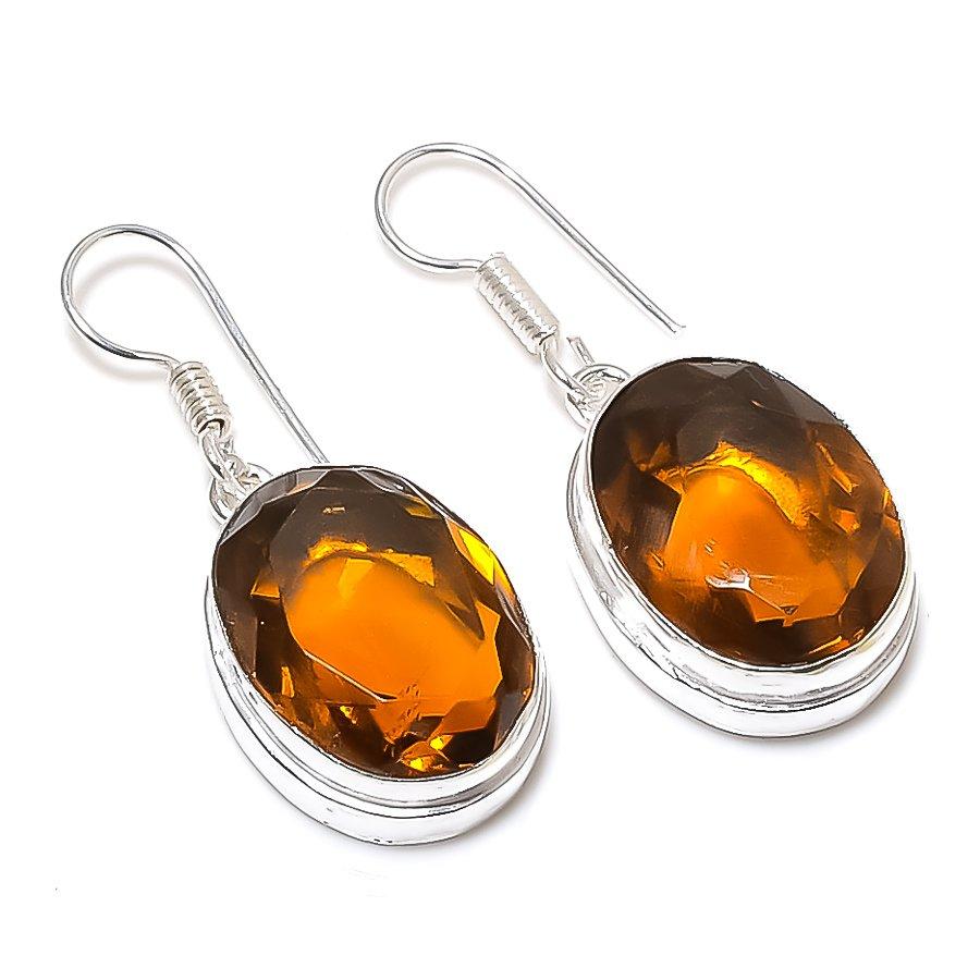 

Honey Topaz Gemstone Handmade Ethnic Jewelry Earring 1.46 SR-7767