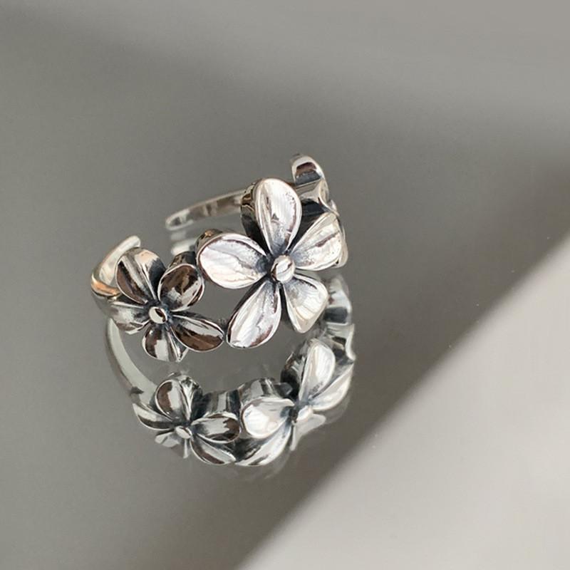 

Элегантное кольцо-цветок из серебра 925 пробы для женщин, регулируемое, стильный дизайн, геометрическое