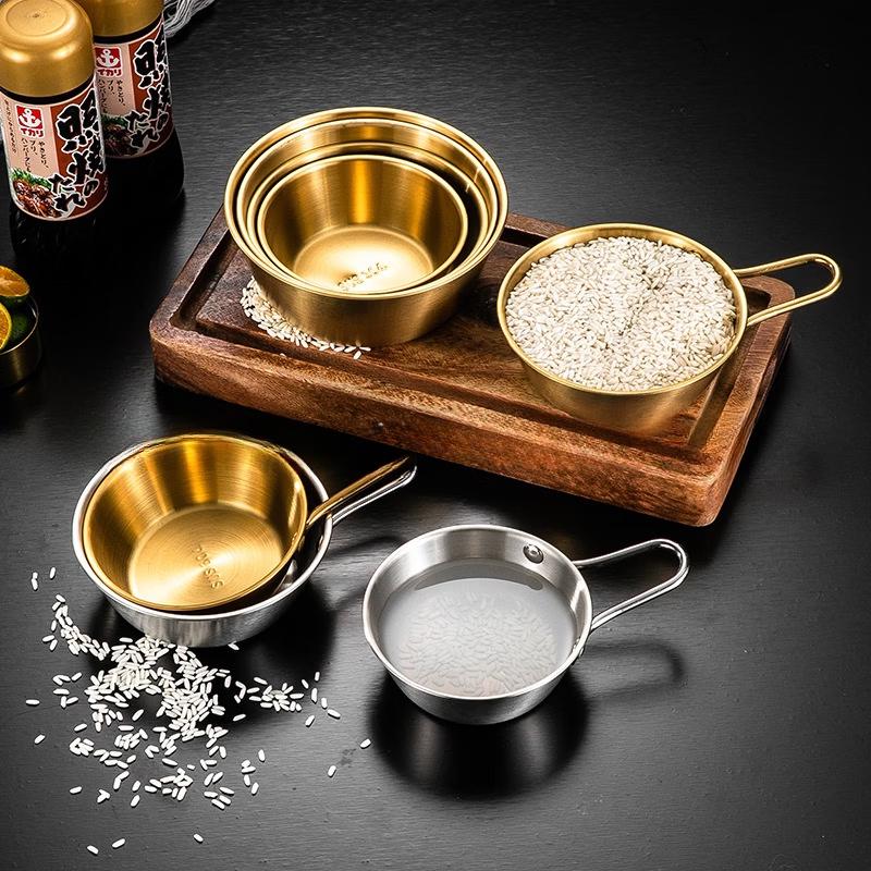ZISIZ Golden Rice Wine Bowl with Handle (2-Pack)